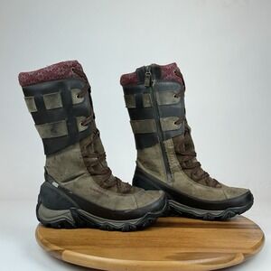 Womens Merrell Polarand Rove Peak Brown Leather Waterproof Winter Boots Size 8 M